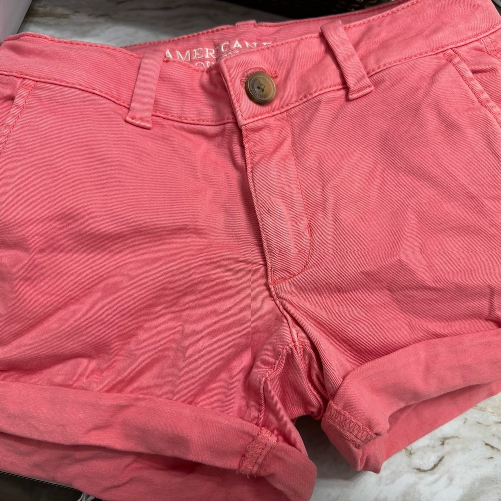 American Eagle Favorite Short Women's Size 2 Coral Pink Chino Shorts - Picture 7 of 7